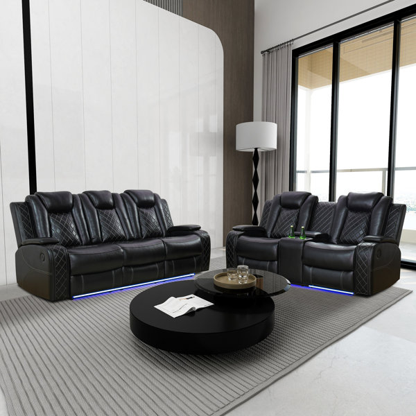 Ebern Designs Amrom 2 Piece Power Recliner With Usb, Led Lighting Sofa